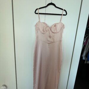 HOUSE OF CB 'Stefania' Soft Peach Corset Maxi Dress Size L+